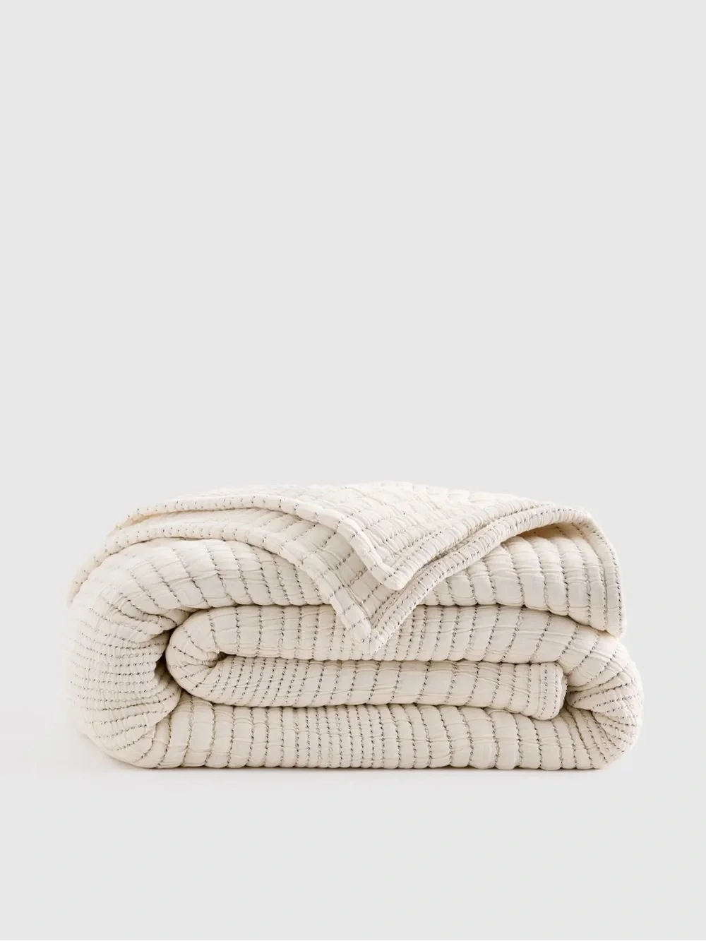 New QUEEN Quince Organic Cotton Channel Stitch Coverlet $120